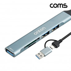 4 IN 2 꼬리물기 허브 SD TF 카드리더 USB C타입 5Gbps USB 3.0 USB 2.0