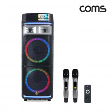 UHF 이동식 스피커 앰프 무선 블루투스 순간최대출력 1200W UHF마이크 2EA 채널A 채널B