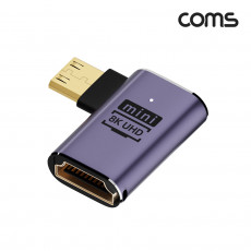 HDMI to Mini HDMI 변환 젠더 2.1 8K 60Hz UHD 연장 MF 미니HDMI 좌향꺾임