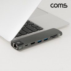 USB C Type 맥북 멀티 허브 듀얼 인터페이스 USB 3.0 3포트 HDMI 4K 30Hz GIgabit LAN 이더넷 RJ45 SD TF MicroSD 카드리더기 젠더