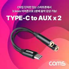 USB 3.1 Type C 오디오 분배 Y 젠더 C타입 to 3.5mm AUX 듀얼 이어폰 젠더 13cm