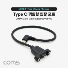 USB 3.1 Type C 케이블 30cm C타입 to C타입 브라켓 연결용 나사 고정형 측면꺾임