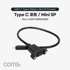 USB 3.1 Type C 케이블 25cm C타입 to 미니 5핀 Mini 5Pin 브라켓 연결용 포트형