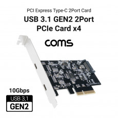 USB 3.1 Type C GEN2 10Gbps PCI Express 카드 2포트 PCIe x 4 슬롯 SATA 전원 연결