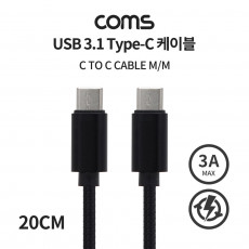 USB 3.1 Type C 케이블 20cm C타입 to C타입 고속충전 3A 60W 20V