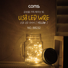 USB LED 케이블 Yellow - 속도 밝기 조절 리모콘 와이어 조명 감성 컬러 라이트 색조명 무드등 트리 장식 DIY