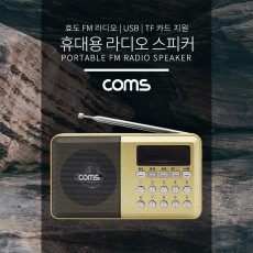 효도 라디오 FM Radio With USB TF Micro SD 휴대용 스피커 - Gold