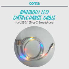 USB 3.1 Type C LED 케이블 1M USB 2.0 A to C타입 사운드 센서 White