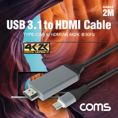 USB 3.1 컨버터 케이블 2M Type C to HDMI 변환 검정