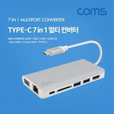 USB 3.1 TYPE C 7 in 1 멀티 컨버터 HDMI VGA RJ45 HUB USB 3.0 2 SD AUX TYPE C