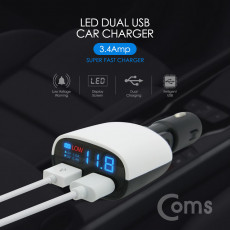 차량용 USB 2포트 시가잭 DC 시거잭 LED상태 최대 3.4A 출력 고속충전 저전압 경보알람