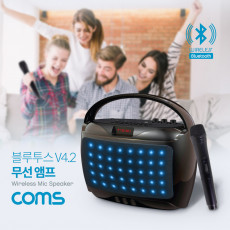 블루투스 앰프 스피커 무선 마이크 노래방 앰프 최대출력 20W USB MicroSD AUX BGM지원 evn1