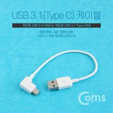 USB 3.1 Type C 케이블 20cm C타입 측면꺾임 꺽임 White