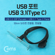 USB 포트 USB 3.1 Type C 30cm 브라켓 연결용 판넬형 케이블 젠더