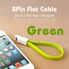 iOS 8Pin 케이블 USB A to 8P 8핀 20cm Green 자석 플랫 Flat