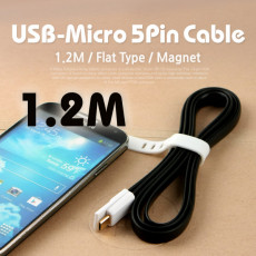 USB Micro 5Pin 케이블 1.2M Black 자석 마그네틱 양면 커넥터 Flat 플랫 USB 2.0A M Micro USB M Micro B 마이크로 5핀 안드로이드