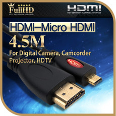 HDMI Micro HDMI 케이블 4.5M Black HDMI v1.3 지원 1440p 24K 금도금