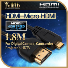 HDMI Micro HDMI 케이블 V1.4 1.8M black 24K 금도금 4K2K