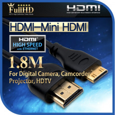 HDMI-Mini HDMI 케이블 1.8m HDMI v1.4 지원 24K 금도금 4K2K